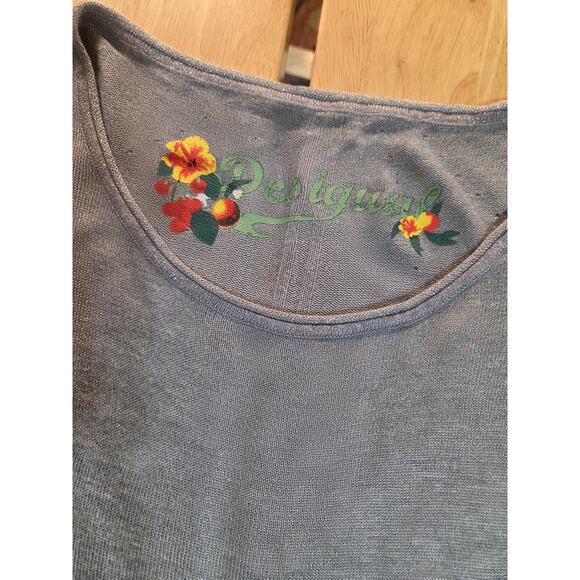 Desigual silk Gray knit sweater Applique detail size small long sleeve - Picture 6 of 9